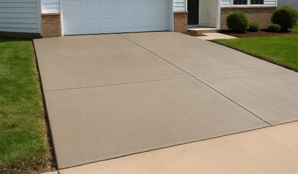 a brand new concrete driveway from ES Concrete Solutions in Round Rock, TX - Concrete resurfacing