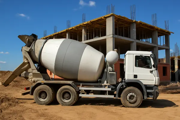 a white cement truck from ES Concrete Solutions in Georgetown, TX - Georgetown TX