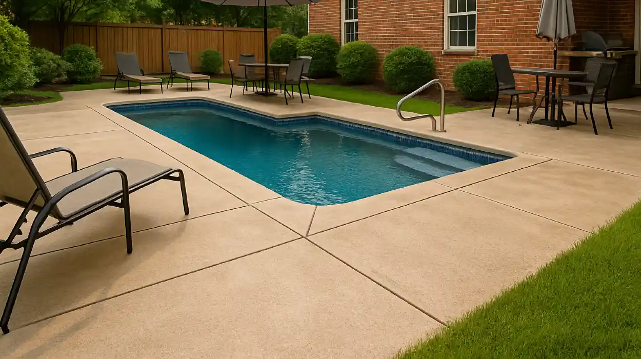 a swimming pool concrete deck from ES Concrete Solutions in Houston, TX - Houston TX a swimming pool concrete deck from ES Concrete Solutions in Houston, TX - Houston TX