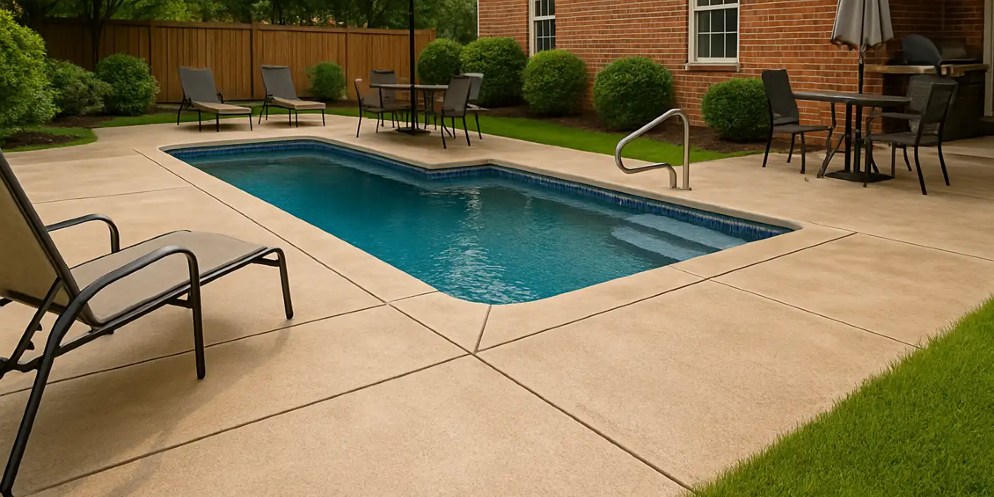 a swimming pool concrete deck from ES Concrete Solutions in Houston, TX - Houston TX a swimming pool concrete deck from ES Concrete Solutions in Houston, TX - Houston TX