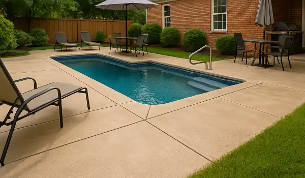 a swimming pool concrete deck from ES Concrete Solutions in Houston, TX - Houston TX a swimming pool concrete deck from ES Concrete Solutions in Houston, TX - Houston TX