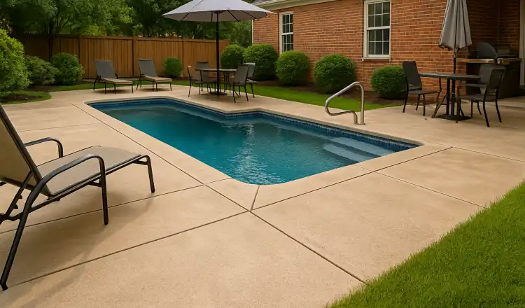 a swimming pool concrete deck from ES Concrete Solutions in Houston, TX - Houston TX a swimming pool concrete deck from ES Concrete Solutions in Houston, TX - Houston TX