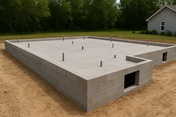 a finished concrete foundation for a new house from ES Concrete Solutions in Houston, TX - Houston TX a finished concrete foundation for a new house from ES Concrete Solutions in Houston, TX - Houston TX