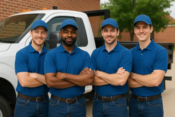 4 workers in uniform similing at the camera from ES Concrete Solutions in Kyle, TX - Kyle TX