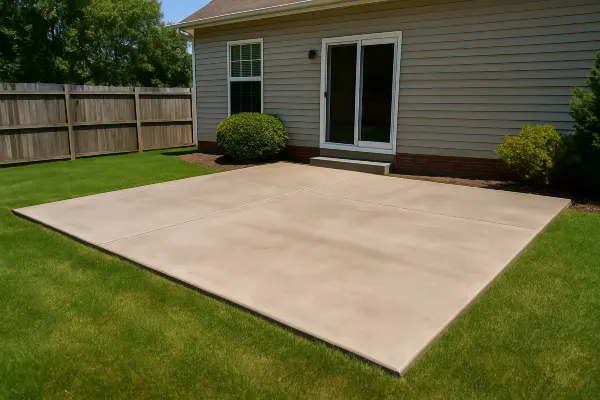 a house featuring a new concrete patio from ES Concrete Solutions in Kyle, TX - Kyle TX