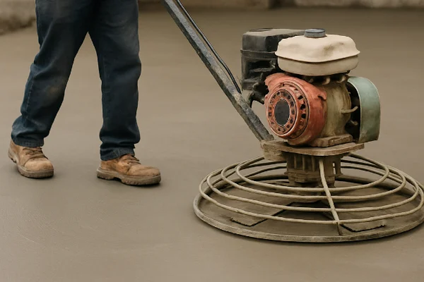 a concrete worker using a machine to finish a concrete foundation from ES Concrete Solutions in Leander, TX - Leander TX